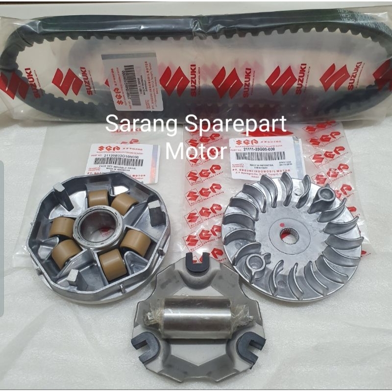 Paket Cvt Van belt + Rumah Roller Assy Set + Kipas Rumah Roller Spin Skywave Skydrive