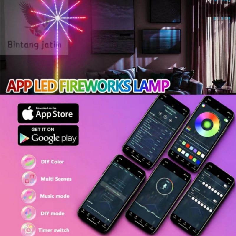 Lampu Led Model Kembang Api / Rockware Firework Led Magic Color Lamp/ Lampu Strip Kembang Api