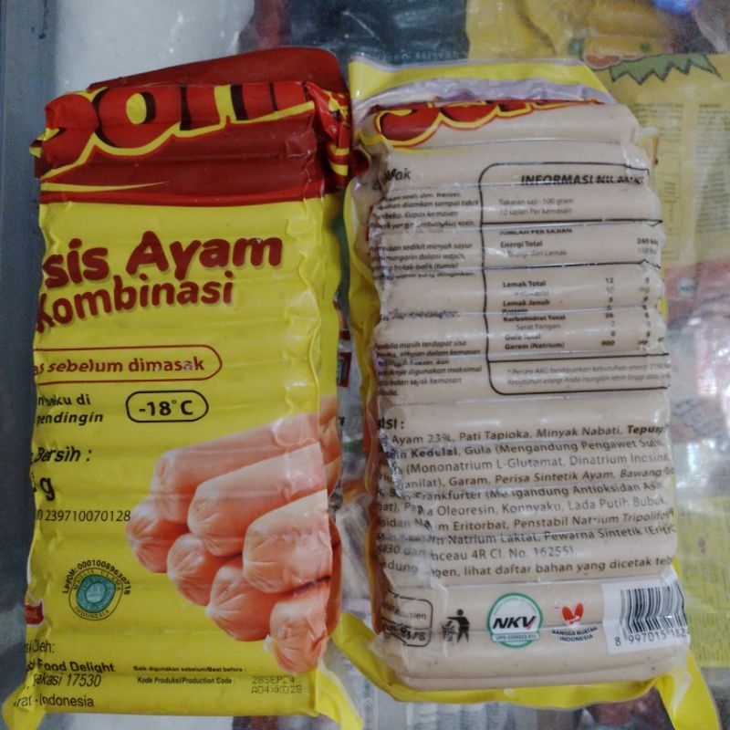 

Isi 40 pcs + 2 pxs Sohib Sosis Ayam 1 kg isi lebih banyak 40+2 pcs