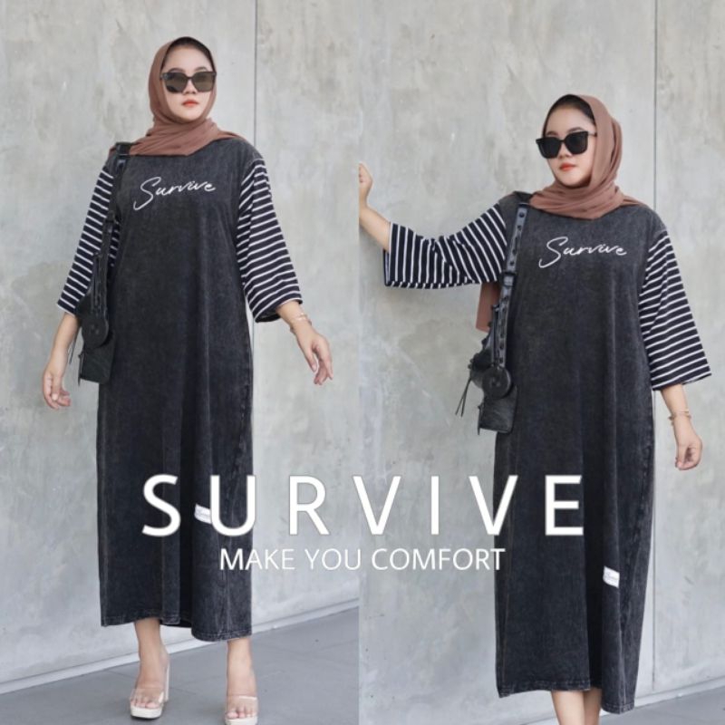 Ready stock Midi Dress Oversize By Survive Matt Combed 24s