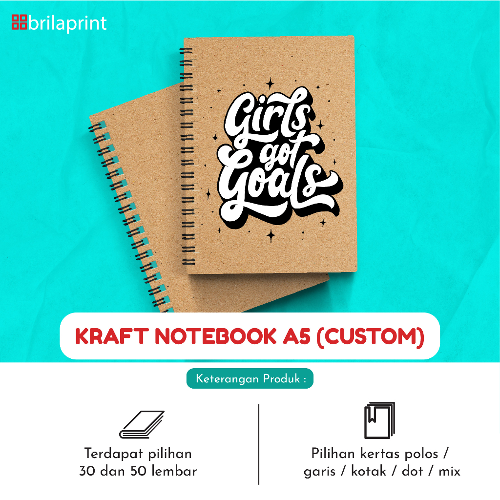 

Custom Notebook A5 | Isi 30 / 50 / 75 lembar