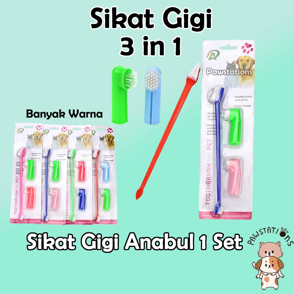 Sikat Gigi Kucing Sikat Gigi Anjing Sikat Gigi Kucing Anjing Kucing Gosok Gigi Kucing 3 in 1 Set