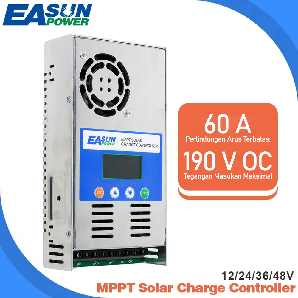 Solar Charge Controller MPPT Regulator 12V/24V/36V/48V 60A - MPPT-6048 - Silver