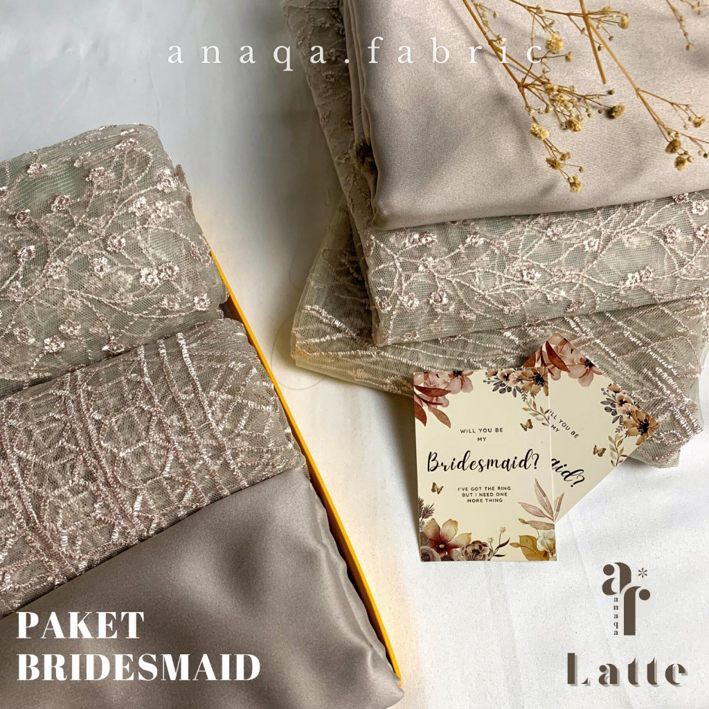 Paket Kain BRIDESMAID PREMIUM // Lamaran // Seragaman Keluarga // Wisuda Lengkap Satin Kebaya Brokat Warna Latte