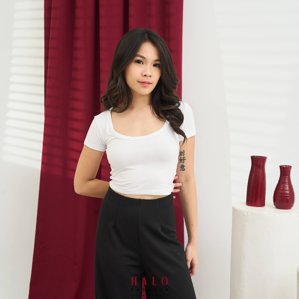 [HaloFashion] Sybil Sexy Crop Top Basic Top Korean Fashion