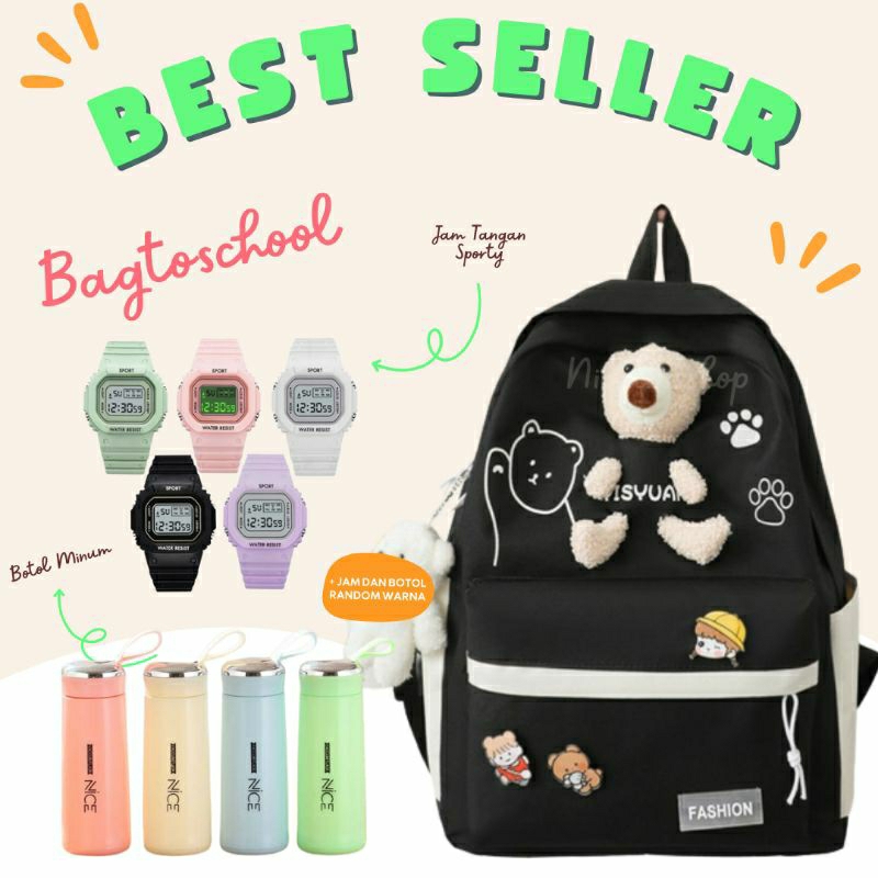 NIQABIS Tas Ransel Anak Sekolah SD SMP Polar Bear Boneka