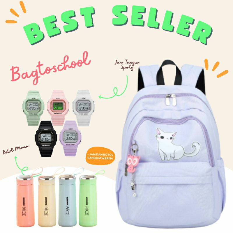 NIQABIS Tas Ransel Anak Sekolah Perempuan SD Betsy The Cat SMP