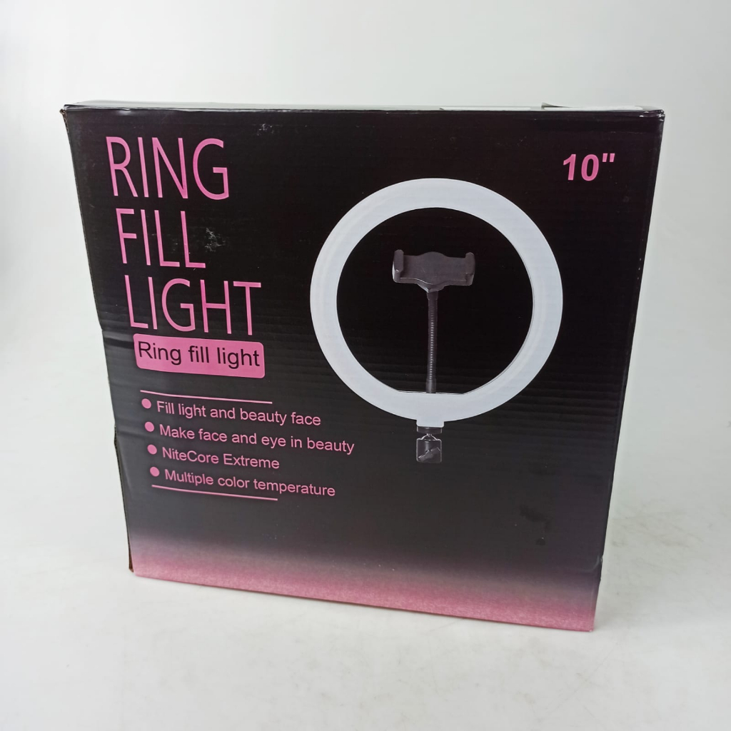 Lampu Ring Light RGB LED 10W 124 LED 10 Inch with 1 Holder - F-260Q - White