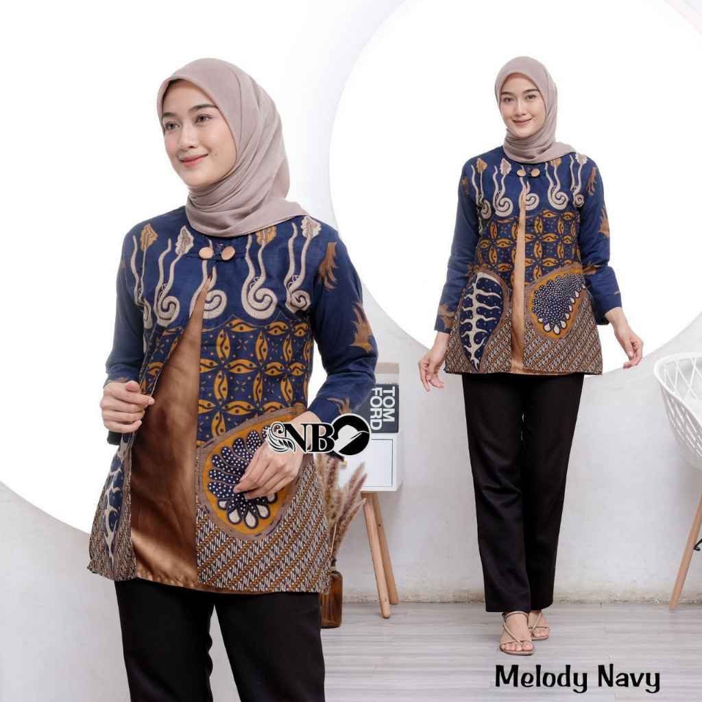 Baju Batik Wanita Modern Atasan Blouse Batik Kerja Kantor Wanita