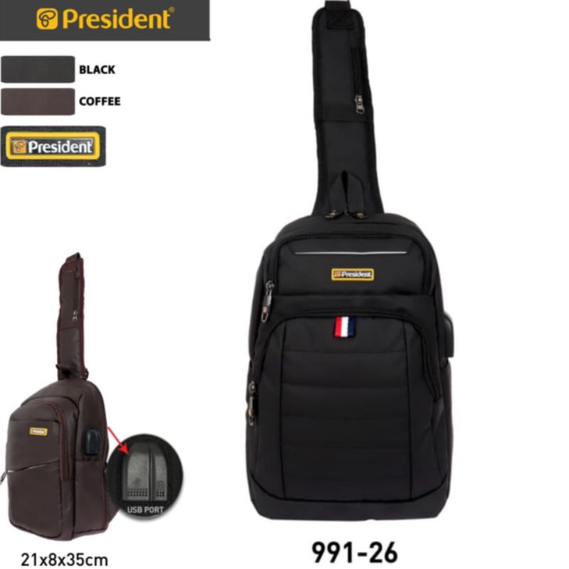 Tas selempang pria/tas usb port/tas import/tas ipad president slingbag 1681