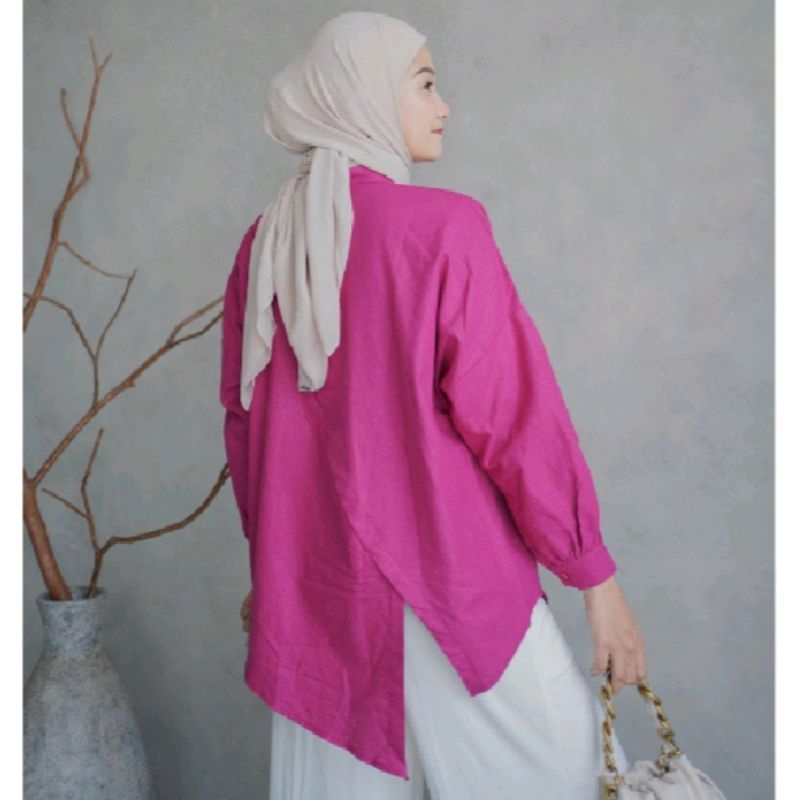 Blouse Linen oversize fuschia