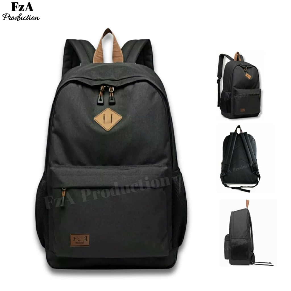 FzA Official - Tas Ransel Punggung Distro Casual Pria Wanita / Tas Ransel Laptop Backpack Original - BLKSL Black