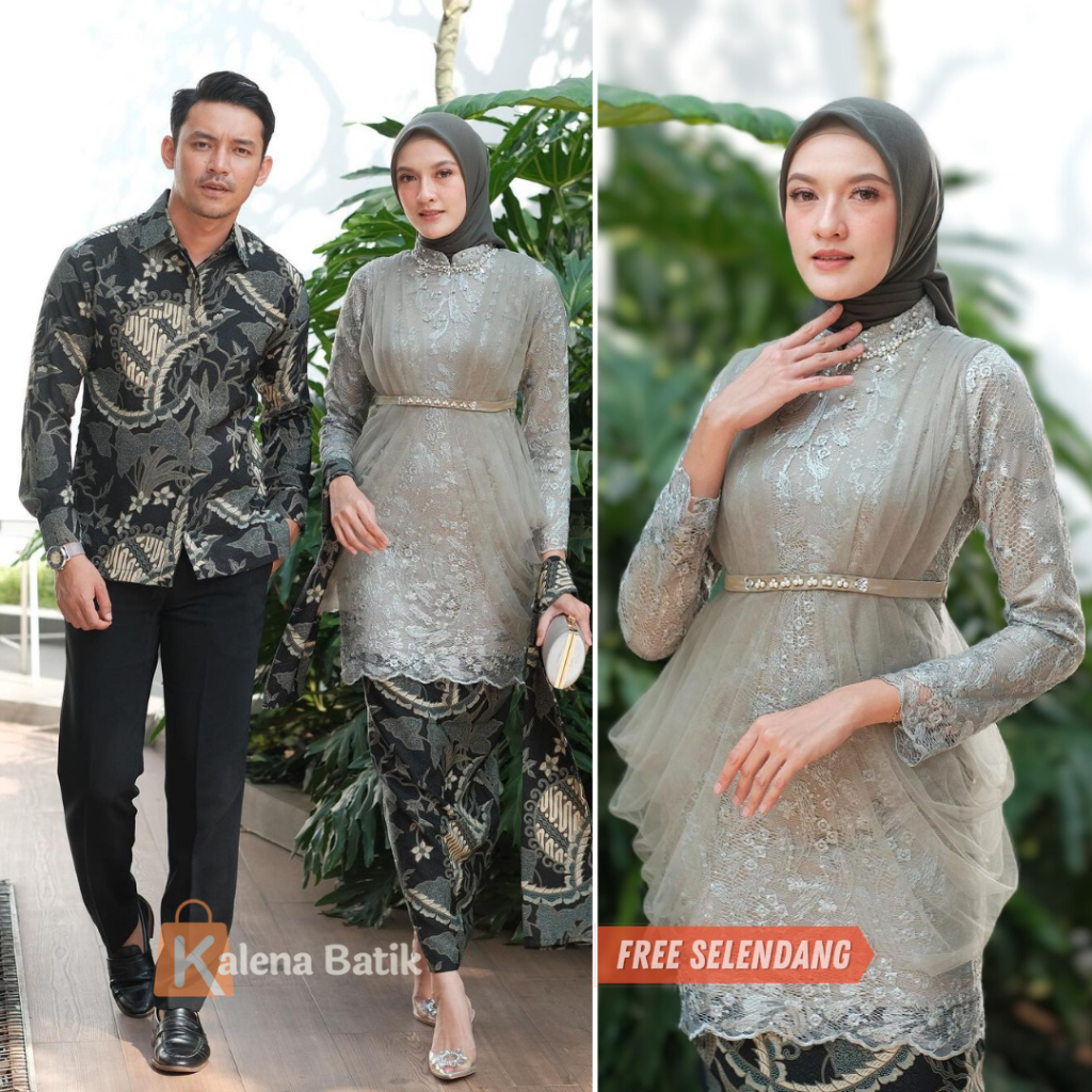 Kebaya Couple Madina Series Kebaya Wisuda Lamaran Tunangan Set Tunik Batik Baju Couple Kondangan Terbaru 2023