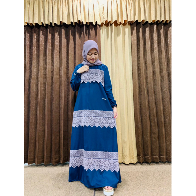 lubbilku gamis broklat/ gamis kekinian casual/ gamis katun broklat