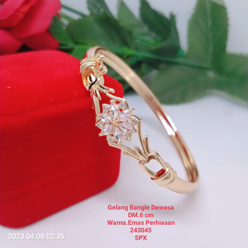 Gelang Tangan Bangle Golong Titanium Tembaga Xuping Perhiasan Aksesoris Lapis Emas Terlaris Termurah