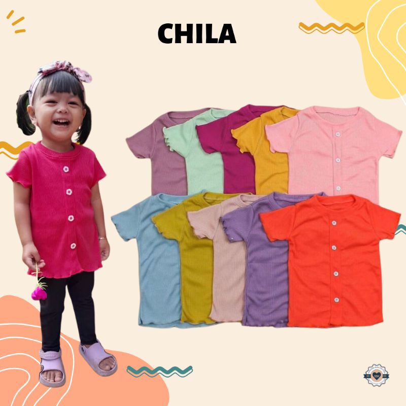 Baju Anak Perempuan CHILA Ruffle Knit Tee Rib | Baju Kaos Blouse Atasan Pakaian Anak Cewek Bahan Rib Knit Halus dan Lembut