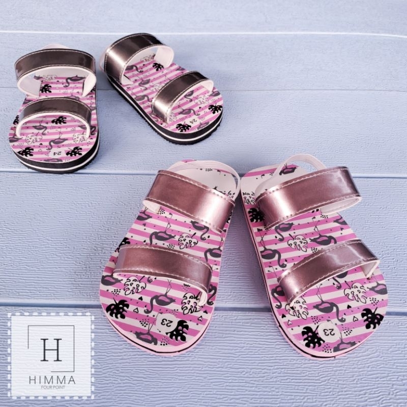 SANDAL ANAK PEREMPUAN Selop Spons Flamingo | SANDAL BALITA | SANDAL BAYI TALI BELAKANG KARET