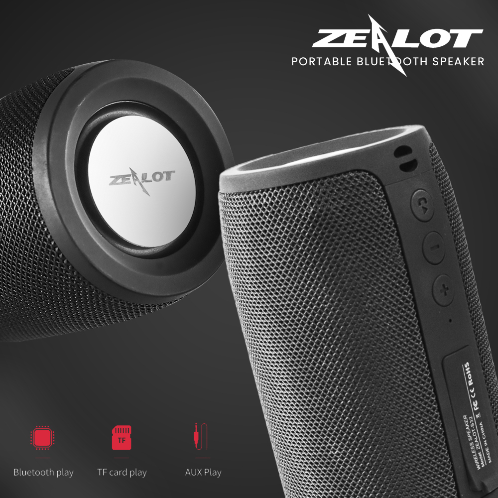 SPEAKER WIRELESS PORTABLE BLUETOOTH ZEALOT S32 HITAM