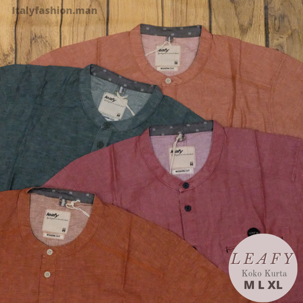 LEAFY Kemeja Koko Kurta Pria Tangan Pendek 241
