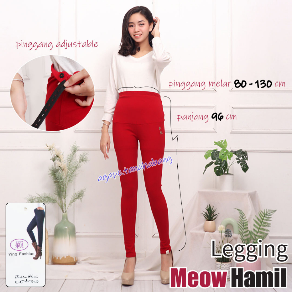 Legging Hamil MEOW BUU / celana hamil jumbo fit to 3L. Pinggang Melar dari 80cm ampe 130cm