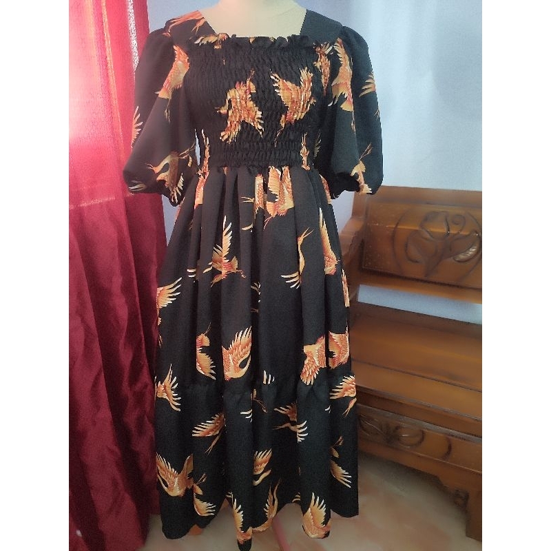 dress balon, dress hitam