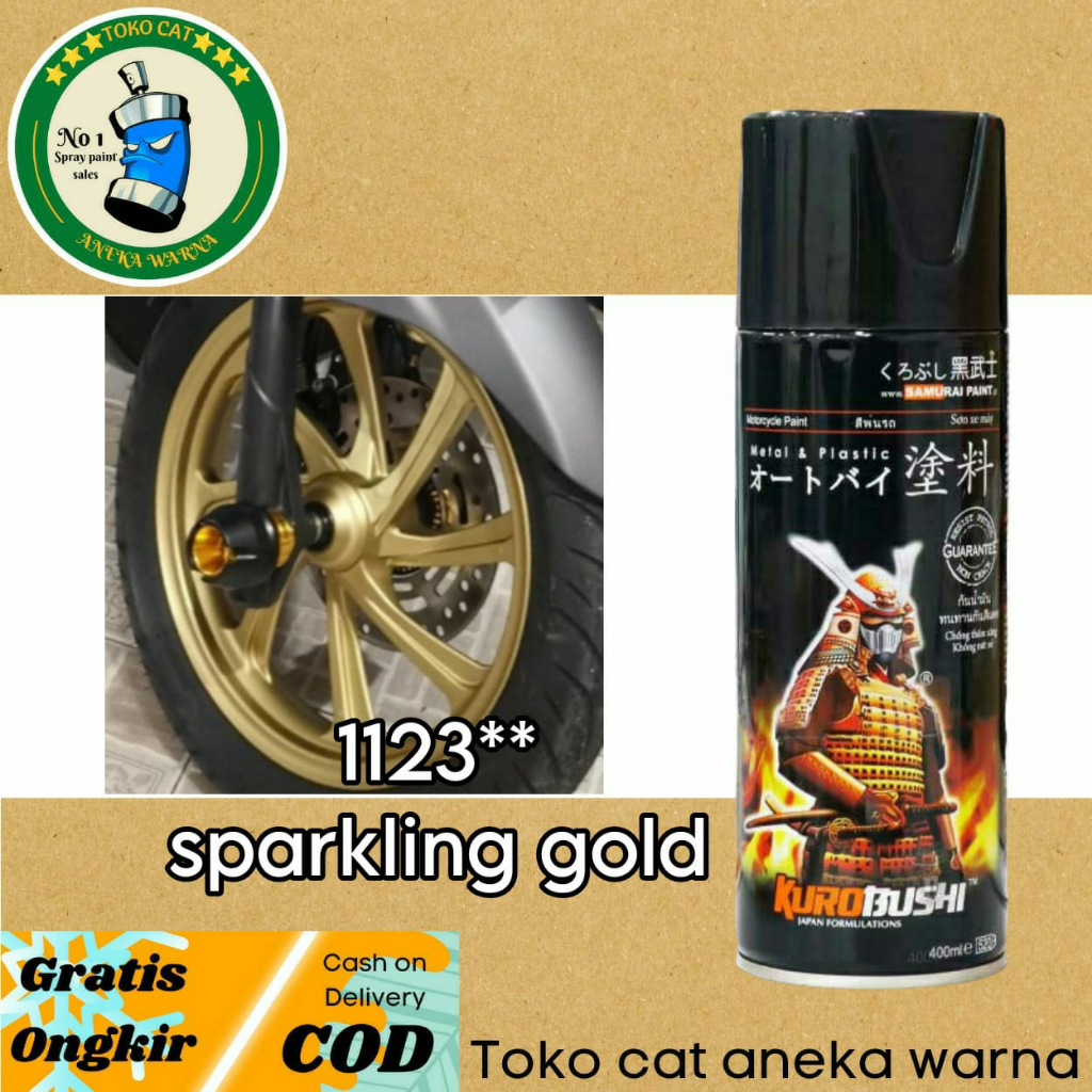 SAMURAI PAINT 1123** SPARKLING GOLD 400ML CAT SEMPROT SPRAY PAINT PILOX PILOK