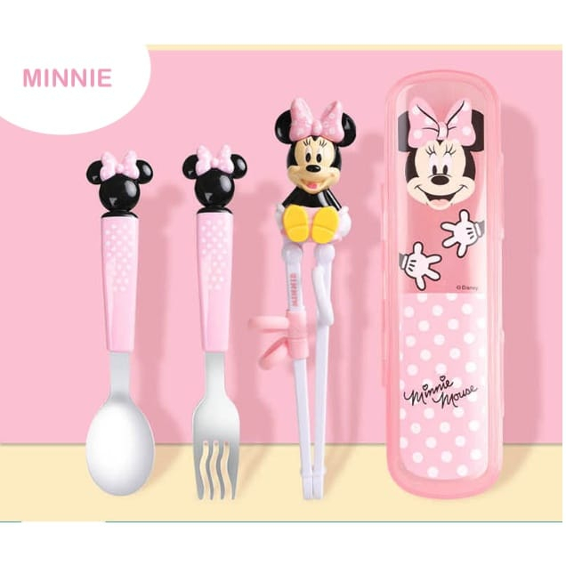 SENDOK SET DISNEY 3IN1 (SENDOK, GARPU, SUMPIT) / TRAINING CHOPSTICK SET DISNEY CARS FROZEN RAPUNZEL