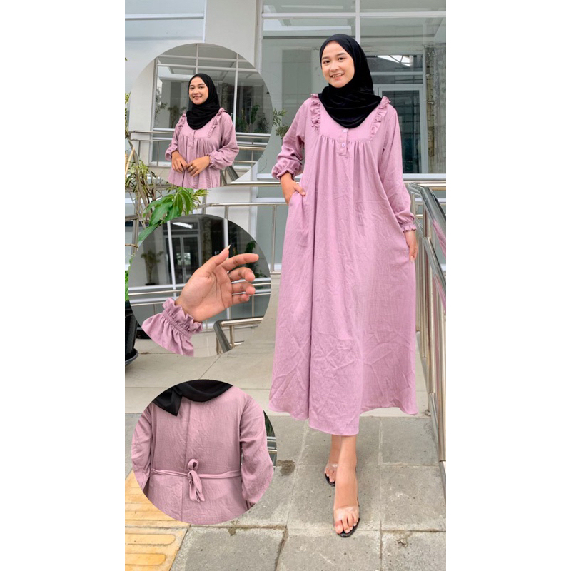 LULU GAMIS CRINKLE AIRFLOW KANCING BUSUI BUMIL FRIENDLY