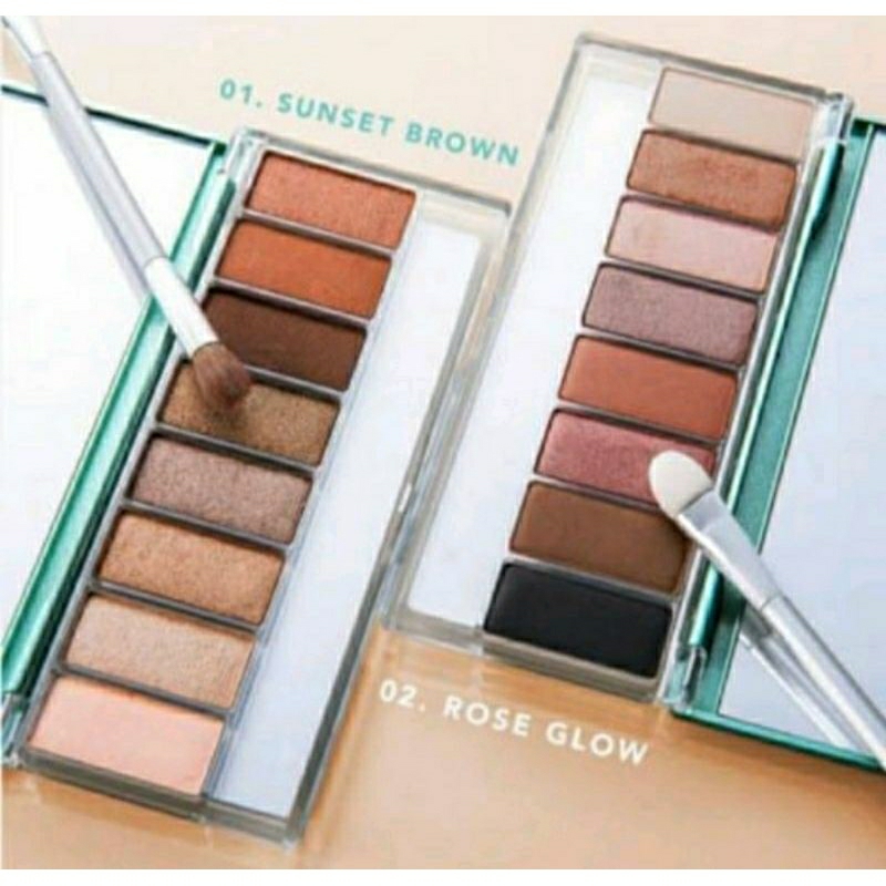 Wardah Eyeshadow ORIGINAL Exclusive Palette 10gr ORI Pulas Mata 8 Warna Colours Palete 01 Sunset Brown 02 Rose Glow Pallet Makeup Eye Shadow Palet