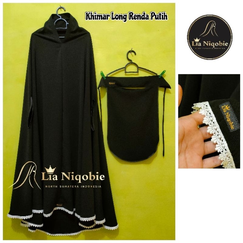 Khimar Long Renda Putih Syar'i