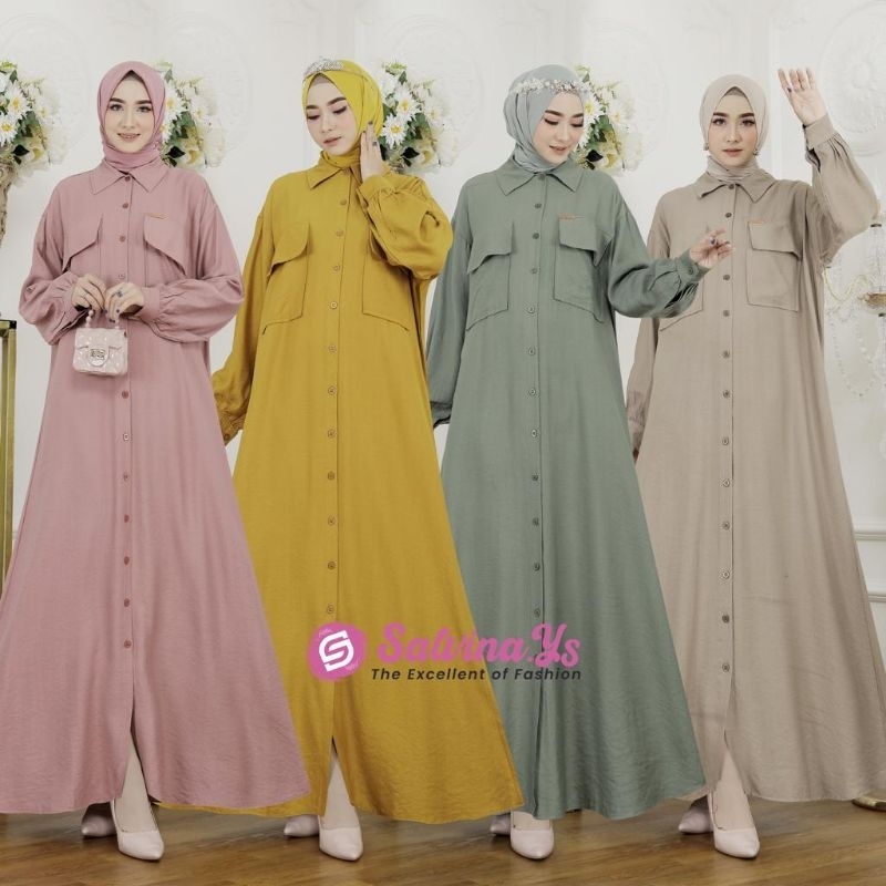 Gamis Wanita Salvina Kringkel Full Kancing (Jumbo LD 120cm - 130cm)