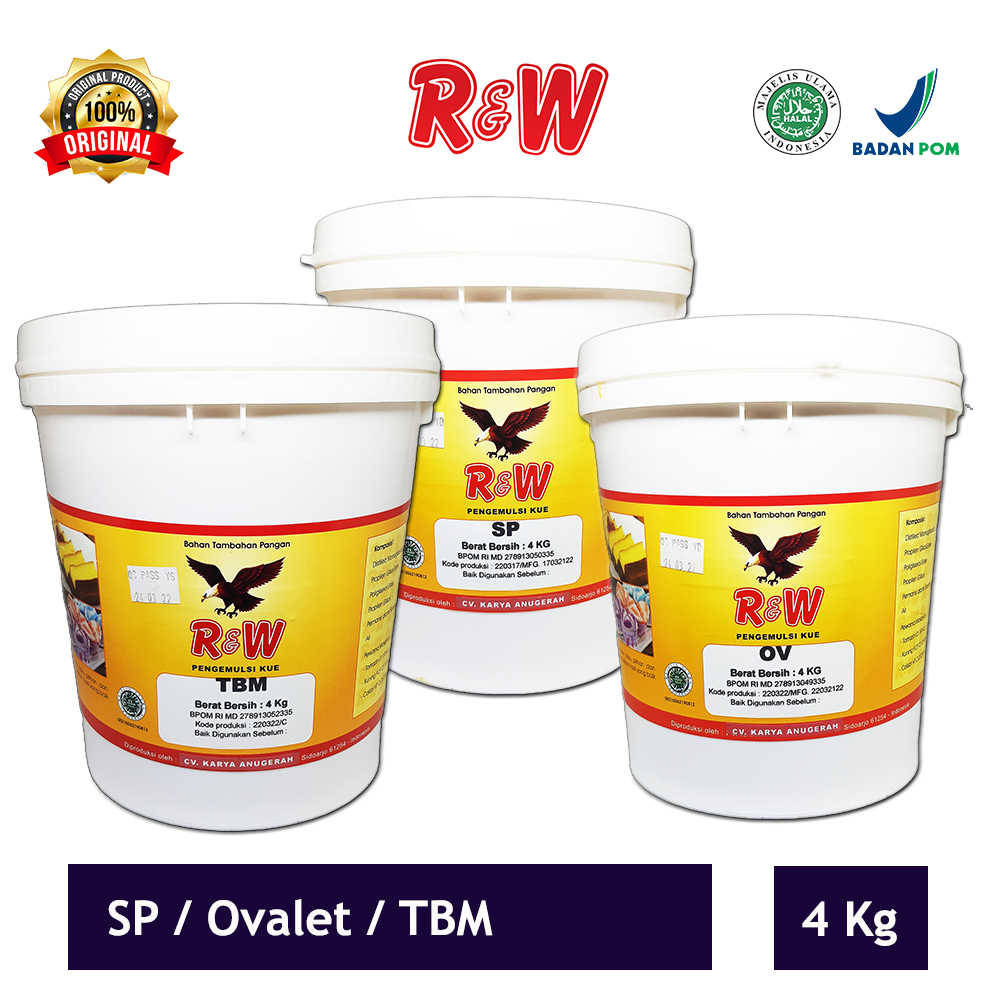 Emulsifier SP Ovalet TBM Pengemulsi Pelembut Pengembang Kue Roti Rajawali R&amp;W RW 4 kg