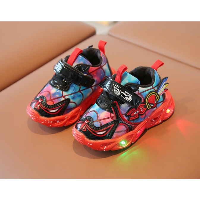 SEPATU ANAK LAKI-LAKI SNEAKER SPIDERMAN LAMPU LED SIZE 21-30 SPIDERMAN NEW