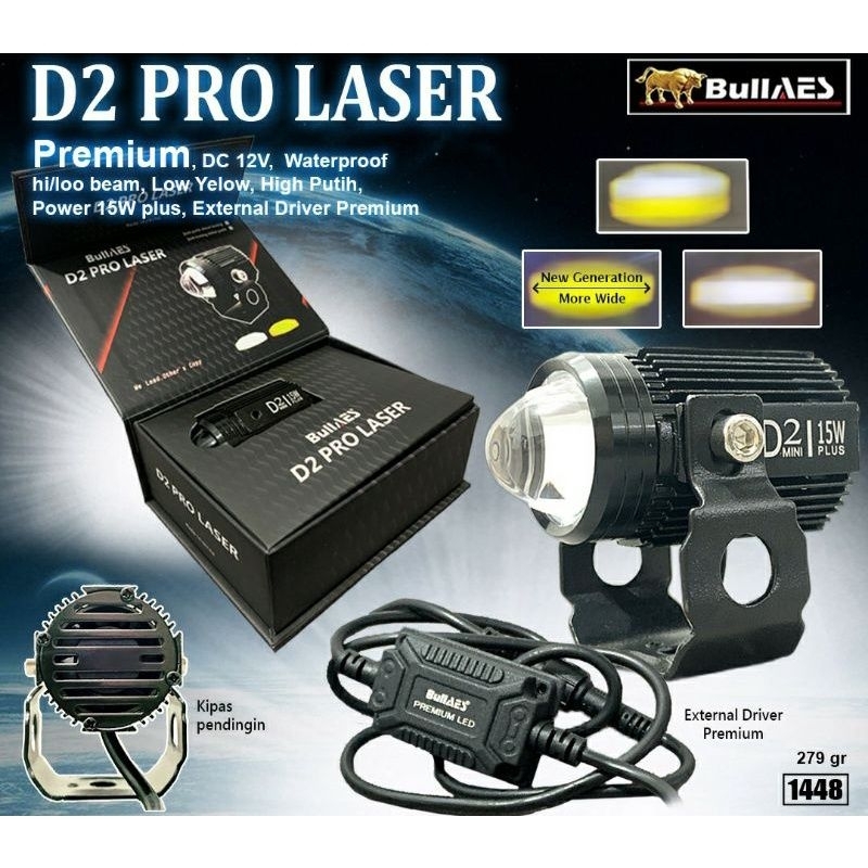 Lampu mini driving AES 20 W D2 PRO LASER PUTIH KUNING 1448