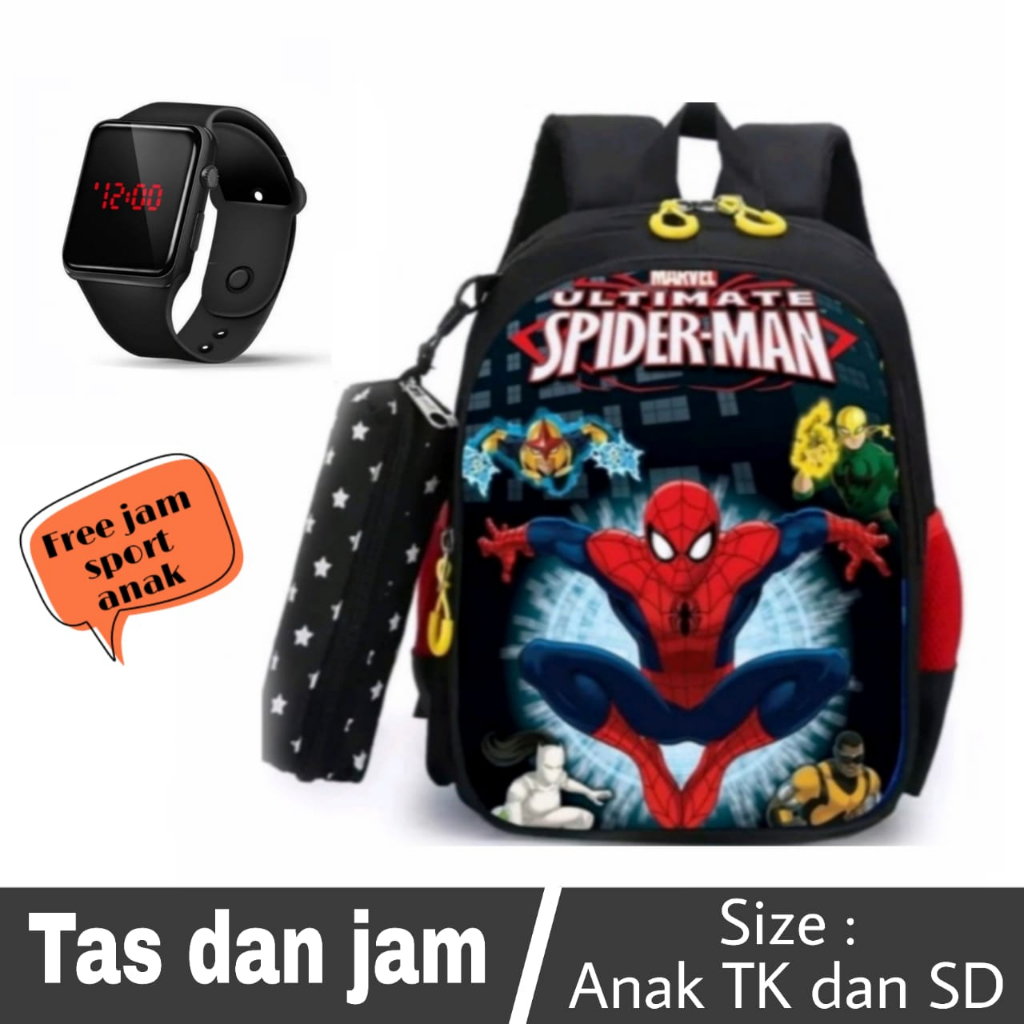 tas sekolah anak TK dan SD - tas ransel anak COWOK terbaru - tas anak laki (BONUS JAM SPORT)