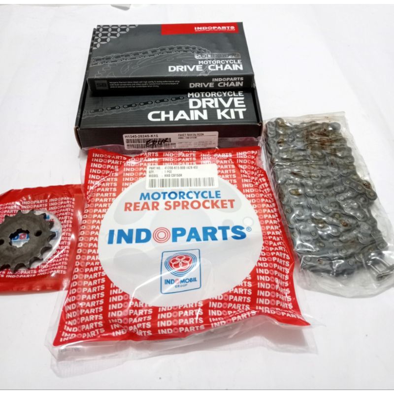 Indopart gear set satu set k15 lubang 4 buat Honda CB150R gear 15/45/428SB-124