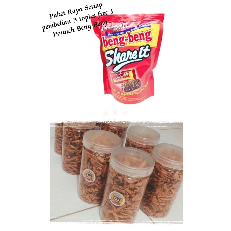 

Paket Raya Kue Bawang Setiap pembelian 3 Toples /Free 1 Pounch Beng Beng