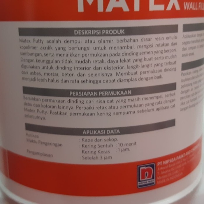 Nippon Matex Wall Filler (Putty) Plamir Tembok Galon 4KG