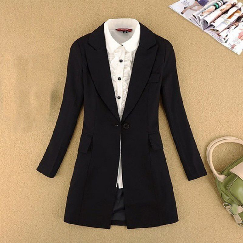 POCKET LONG COAT BLAZER KOREA/CARDIGAN WANITA/BLAZER LONG COAT HITAM