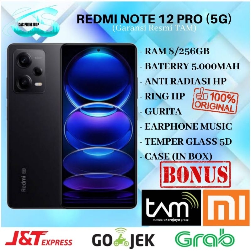 Xiaomi Redmi Note 12 Pro 5G NFC TAM 8/256GB Ram 8GB Internal 256GB - Garansi Resmi Xiaomi 15 Bulan