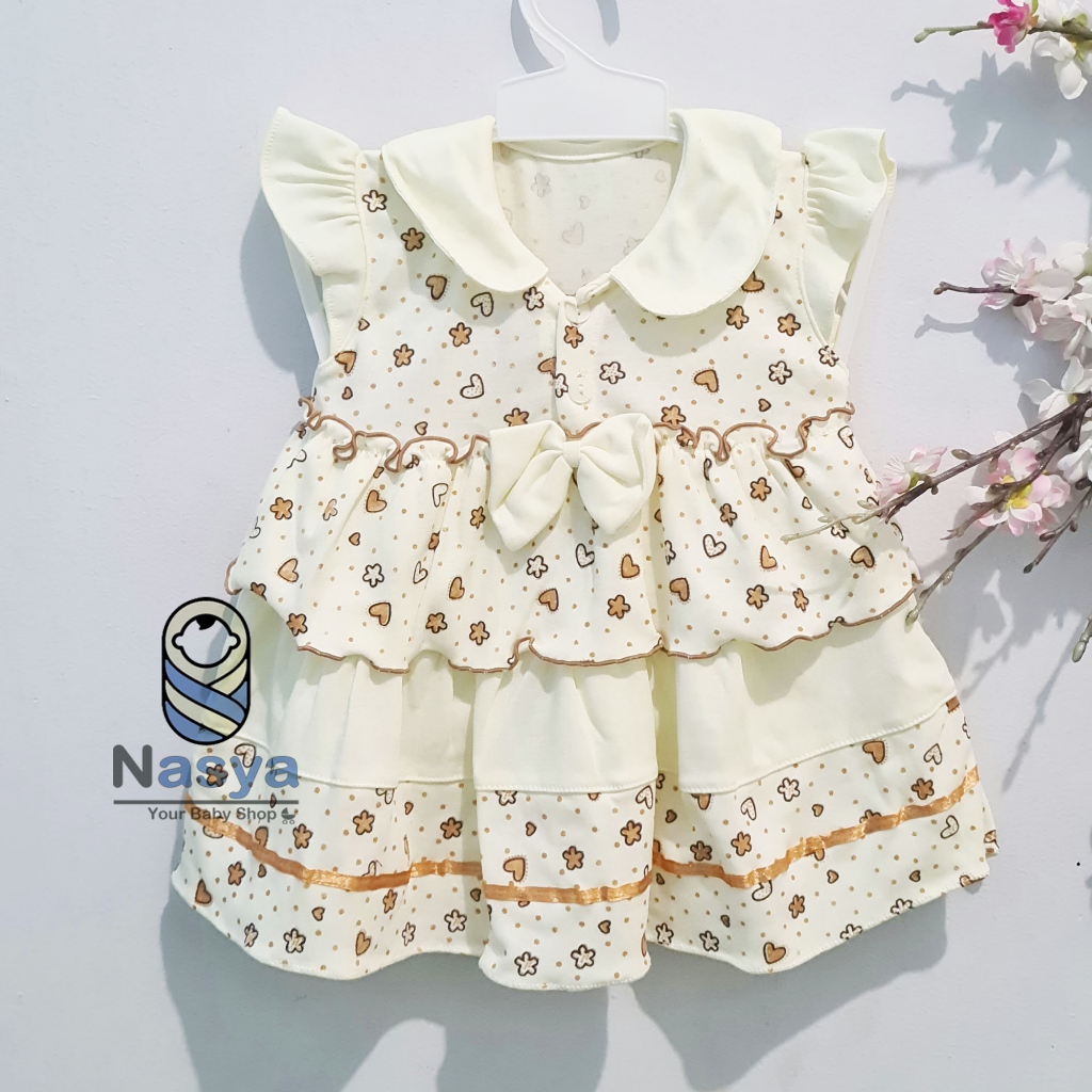 [A-002] Dress Bayi / Setalan baju bayi perempuan cream