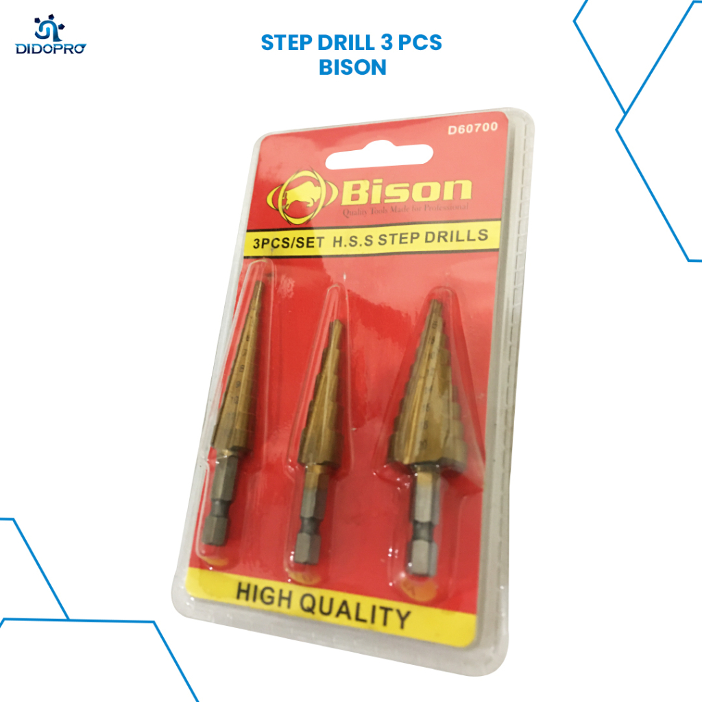 Mata BOR PAGODA Multi Step Drill Bit HSS 3pcs Set 3mm 12mm 4mm 20mm - BISON