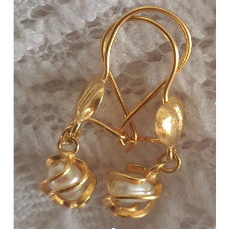 Anting kait emas muda puter mutiara - 1gr