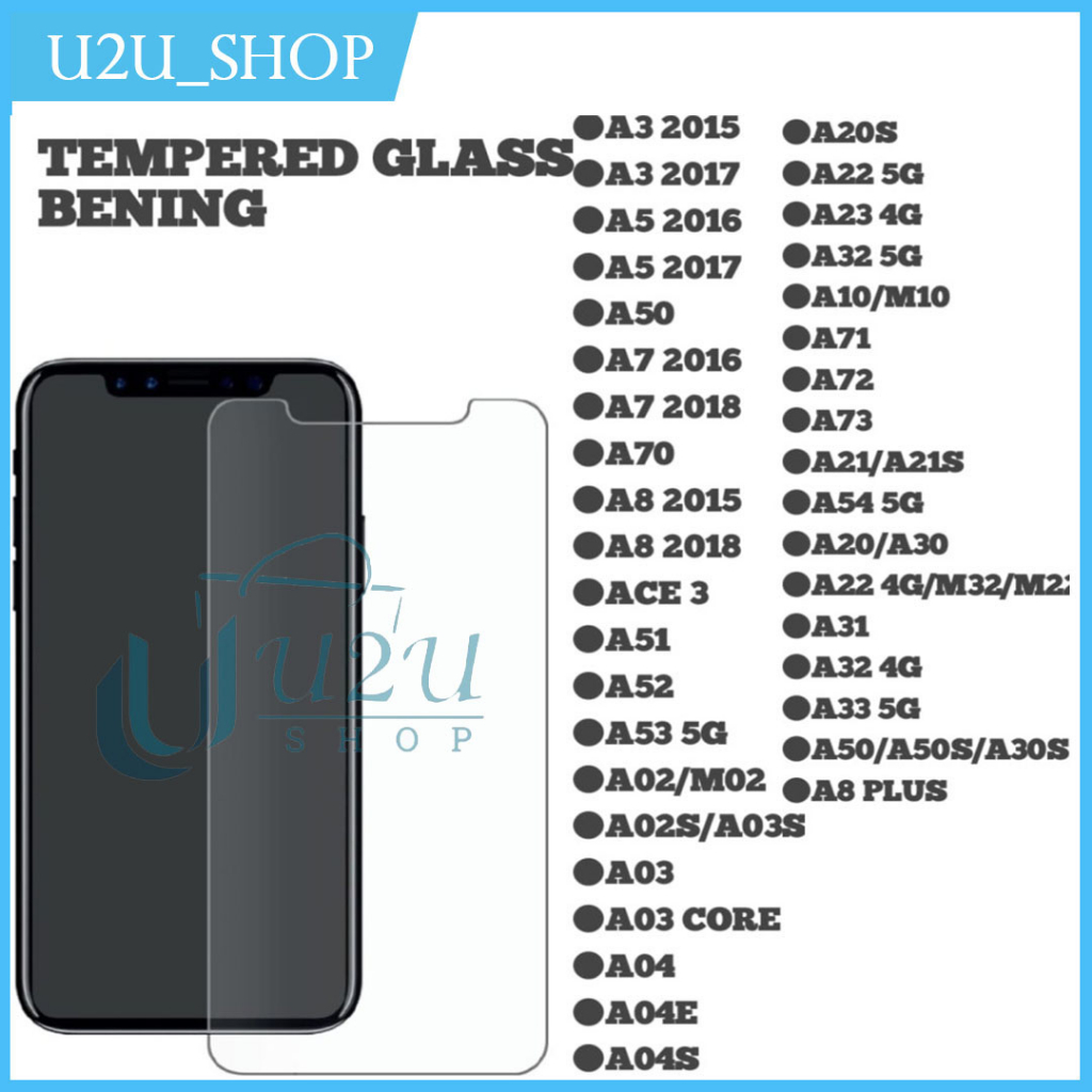 Tempered Glass Bening Samsung  A3 A5 2015 2016 2017 A50 A7 2016 2018 A70 A8 2015 2018 Ace3 A10 A51 A52 A53 A02 M02 A02s A03s A03 Core A04 A04e A04s A11 A12 M12 A13 A14 A20s A22 5g A23 A32 5g A71 A72 A73 A21s A54 A20 A30 A22 4g A31 A32 A33 A50 A70 A8 Plus