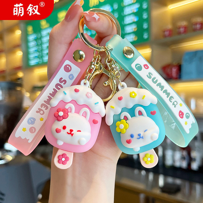 GK3D Gantungan kunci 3d lucu imut korea bear hat bunny duck frog carrot cloud fruit avocado Cinta unicorn bear Beruang Tas Perhiasan Liontin Gadis Pasang Gantungan Kunci Merah pink fur bulu kucing hadiah souvenir