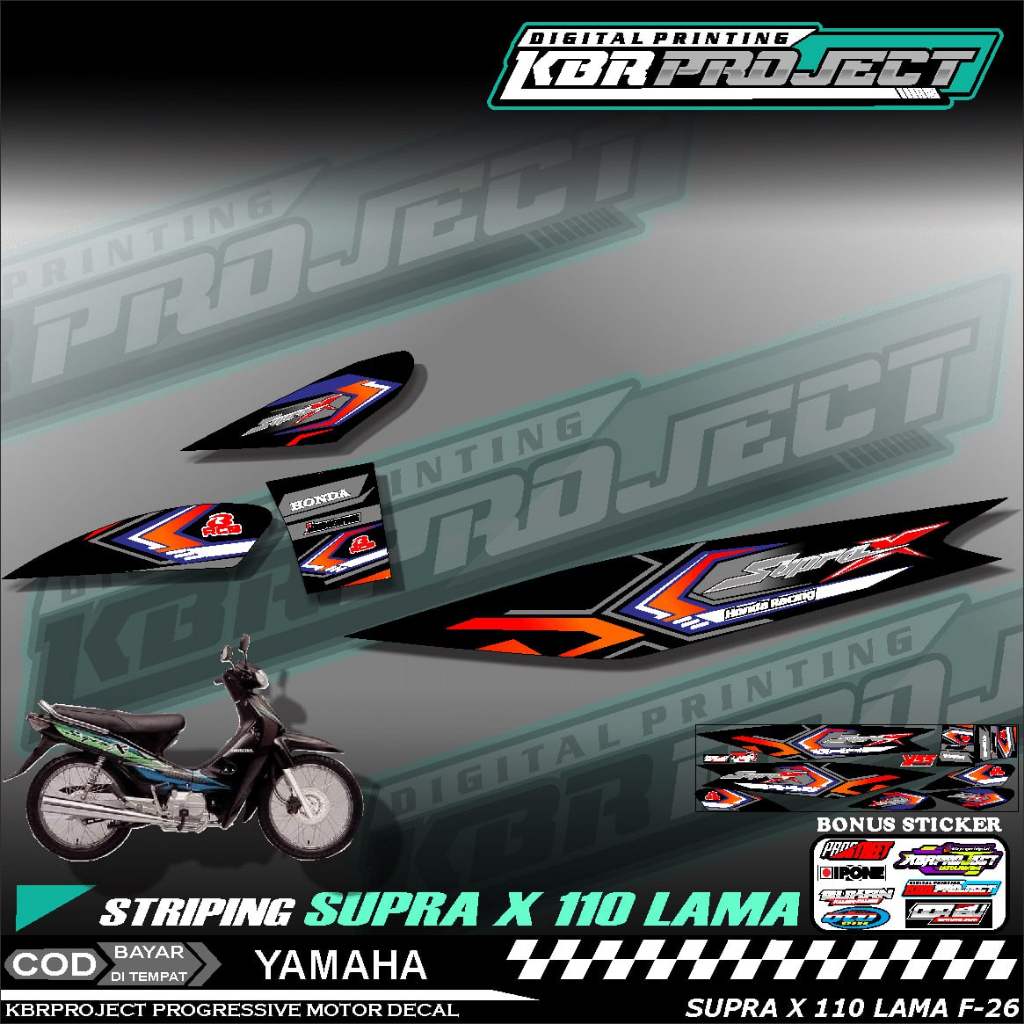 SUPRA X 110 STIKER MOTOR KEREN Stiker Striping SUPRA X 110 Lis Variasi Stiker Motor HONDA Desain Rac