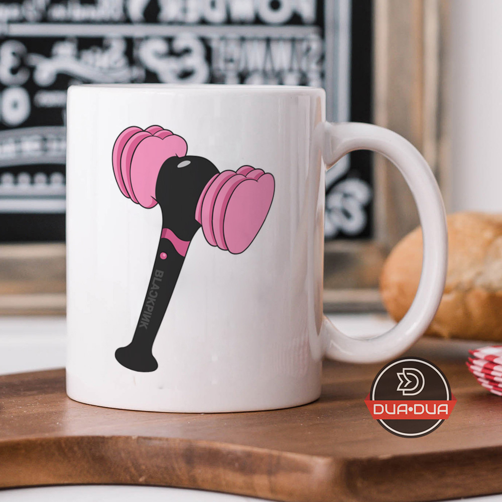 Mug cangkir black pink gun and lightstick