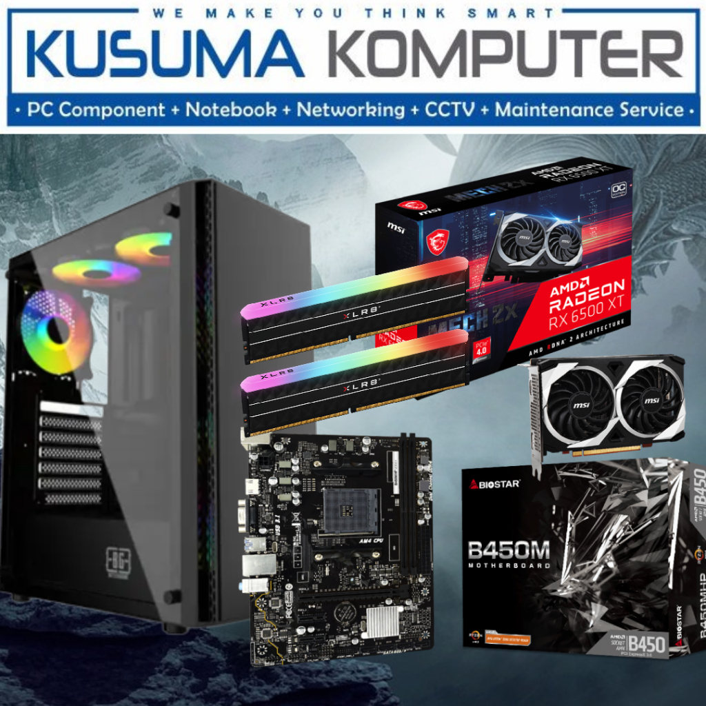 Komputer PC Gaming AMD Ryzen 5 4500 + RX 6500 XT + 16GB RAM