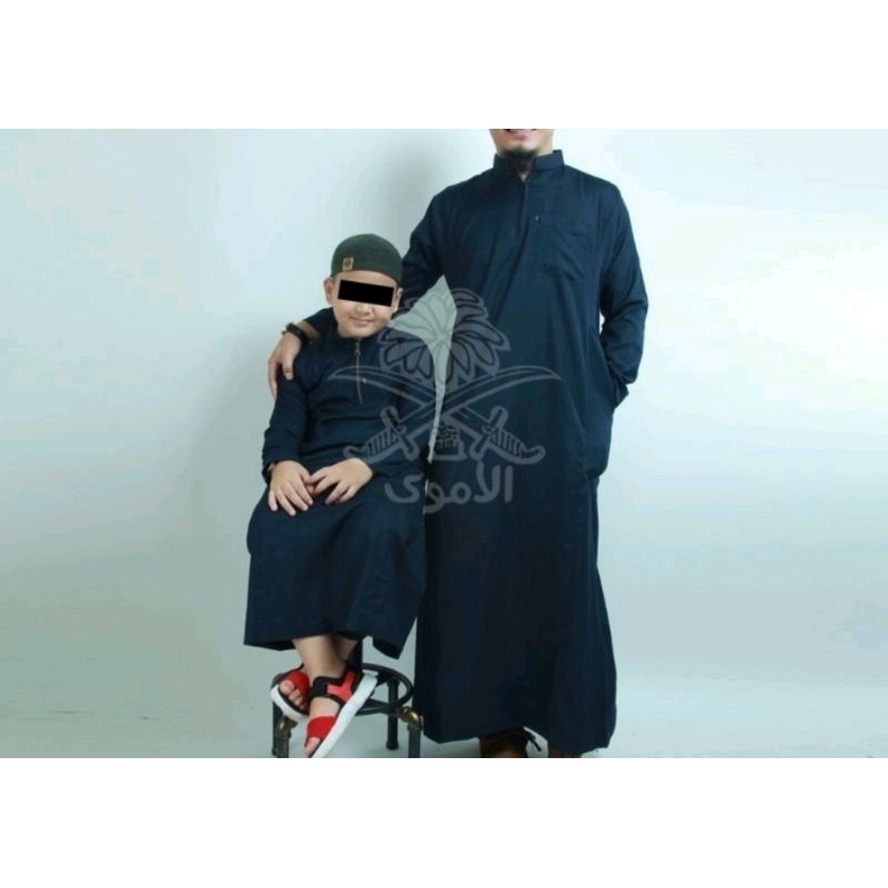 Baju Couple ayah anak Jubah gamis koko Al amwa lengan panjang couple abi bunnaya Ada Jumbo XXL XXXL 