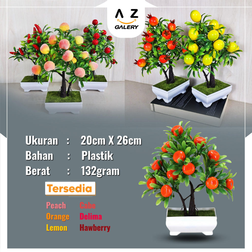 Tanaman Pohon Buah Bonsai Hias Plastik Imitasi Tanaman Artifical Plants Hiasan Dekorasi Rumah Ruangan Azgalery PBP11